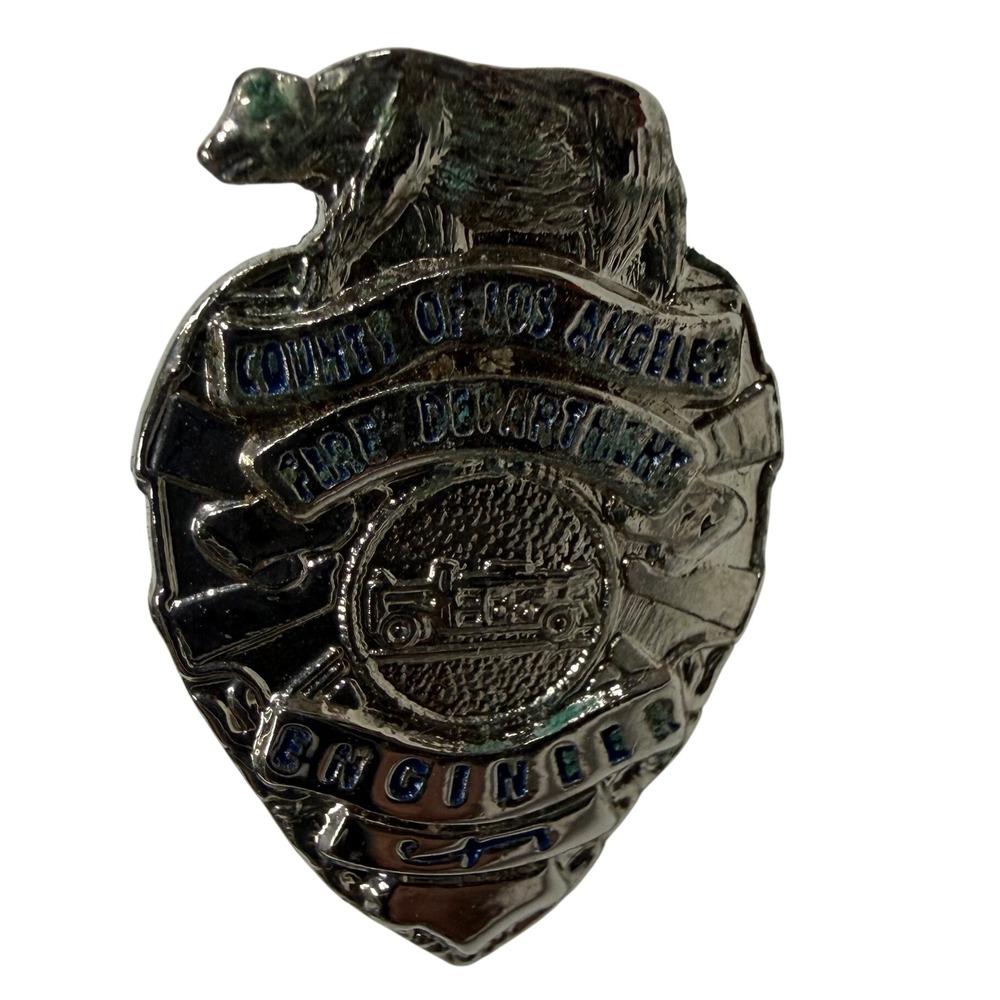 Vintage County of Los Angeles Fire Department Engineer Lapel Pin Hallmetal LAFD